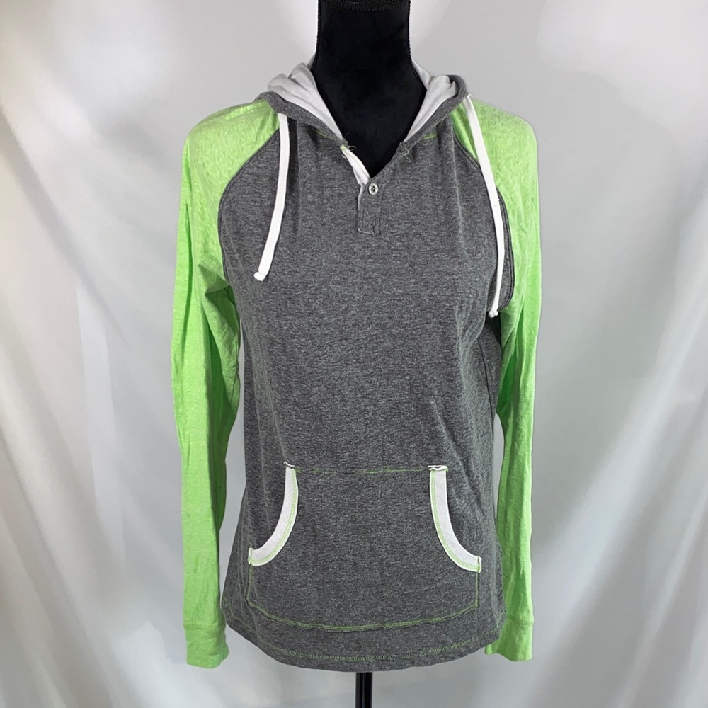 BKE Women's Lime Green/Gray Thin Hoodie Small